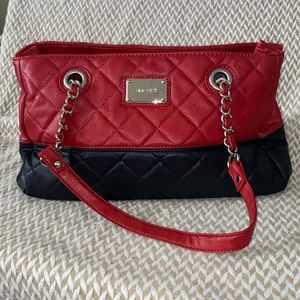 Nine West Red Black Quilted Medium Chain Bag